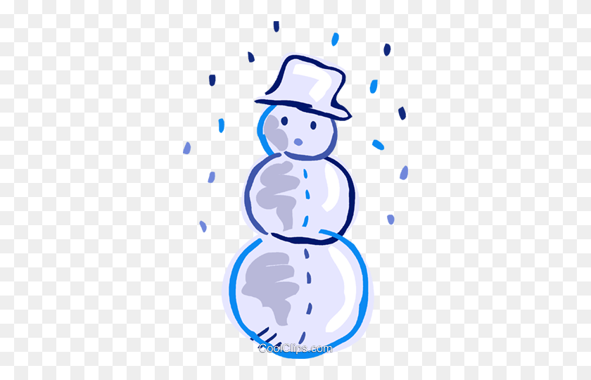 320x480 Snowman Wearing A Hat With Snow Falling Royalty Free Vector Clip - Snow Falling Clipart