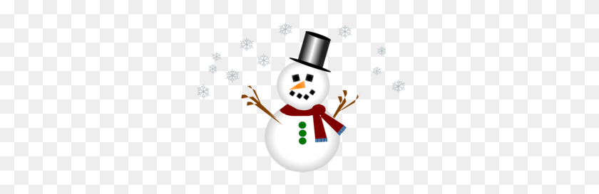 300x213 Snowman With Carrot Nose And Hat Clip Art - Snowman Family Clipart