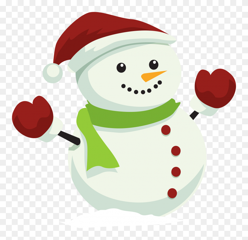 2500x2408 Snowman With Christmas Hat Png Clipart - Order Clipart
