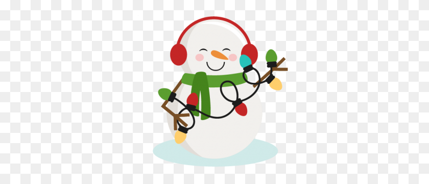 300x300 Snowman With Christmas Lights Cutting For Scrapbooking - Gingerbread Girl Clipart