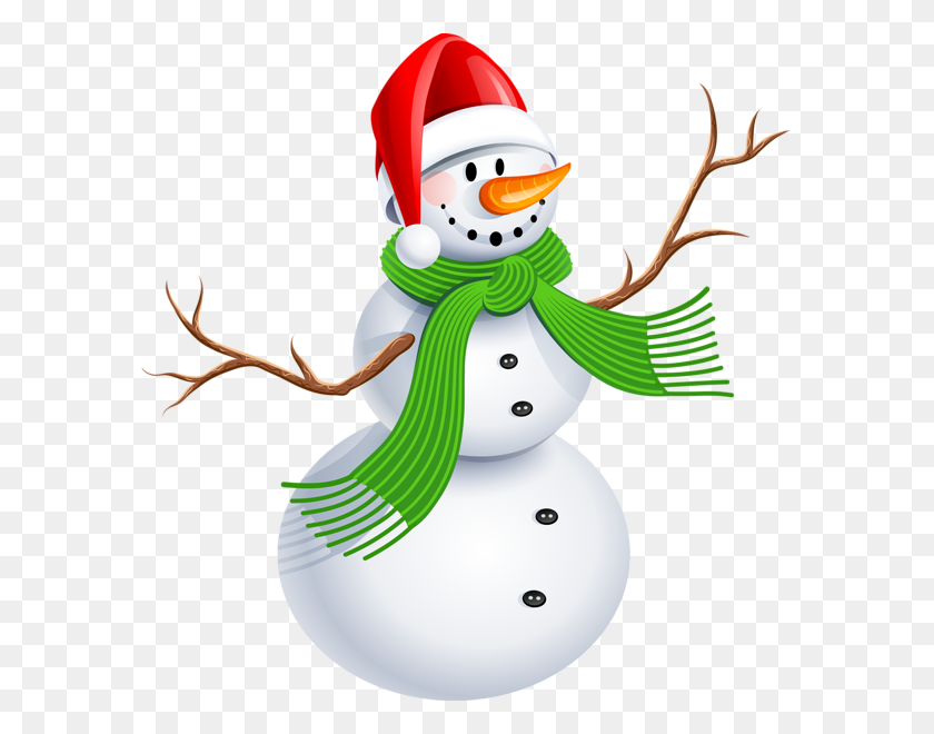 588x600 Snowman With Green Scarf Png Clipart Picture - Scarf Clipart