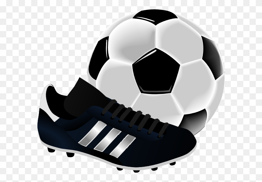 600x525 Soccer Ball And Shoe Clip Art - Soccer Cleats Clipart