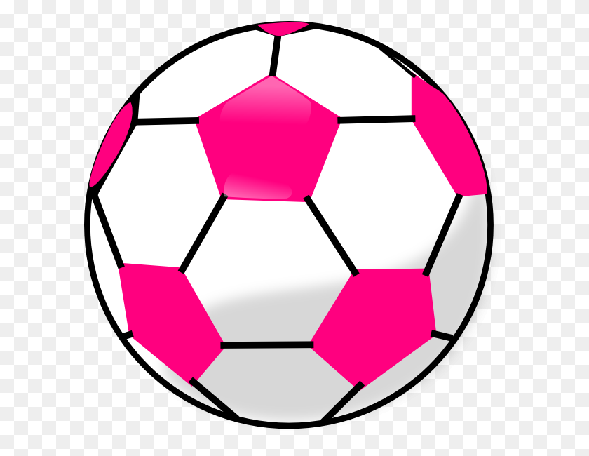 600x590 Soccer Ball With Hot Pink Hexagons Clip Art - Soccer Clipart