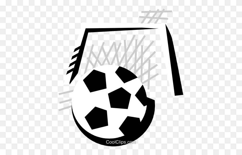433x480 Soccer Ball With Soccer Net Royalty Free Vector Clip Art - Soccer Net Clipart