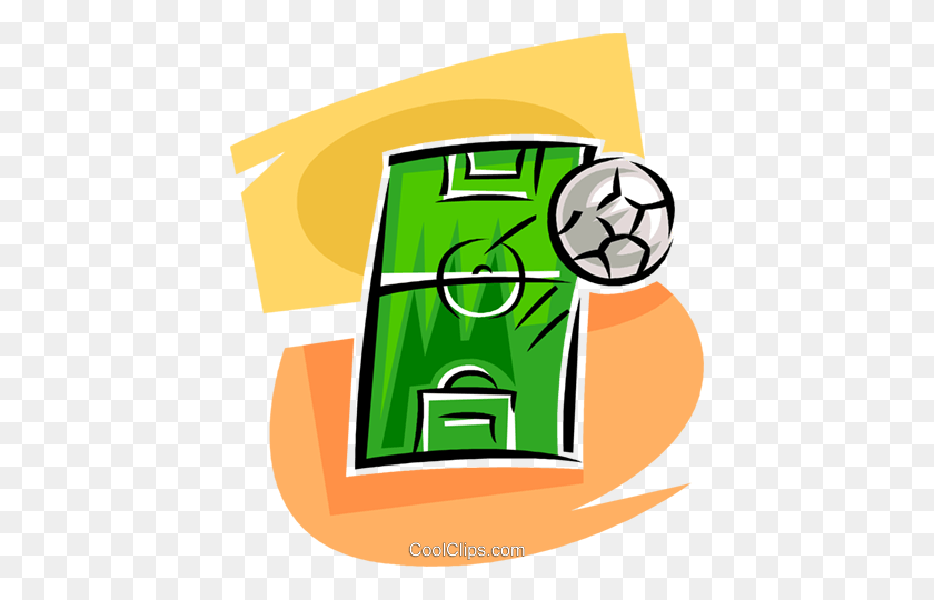 426x480 Soccer Field And Ball Royalty Free Vector Clip Art Illustration - Soccer Field Clipart
