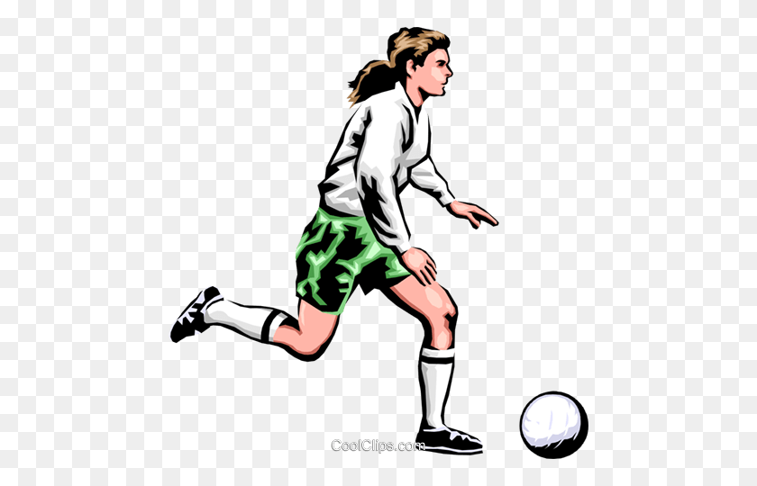 466x480 Soccer Player Dribbling Ball Royalty Free Vector Clip Art - Soccer Dribbling Clipart