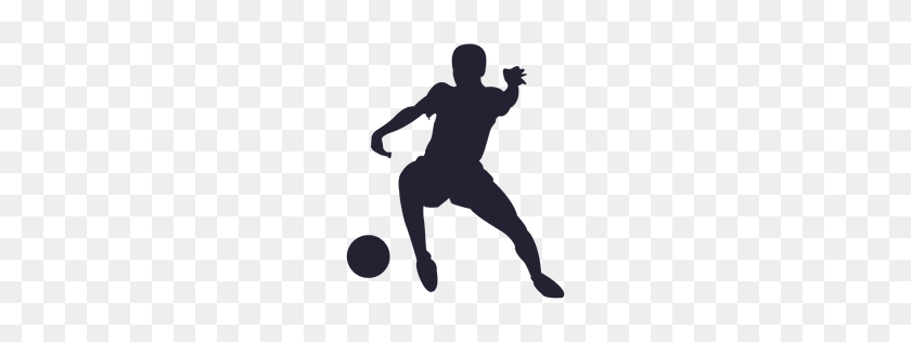 256x256 Soccer Player Hitting Ball - Football Player Silhouette PNG