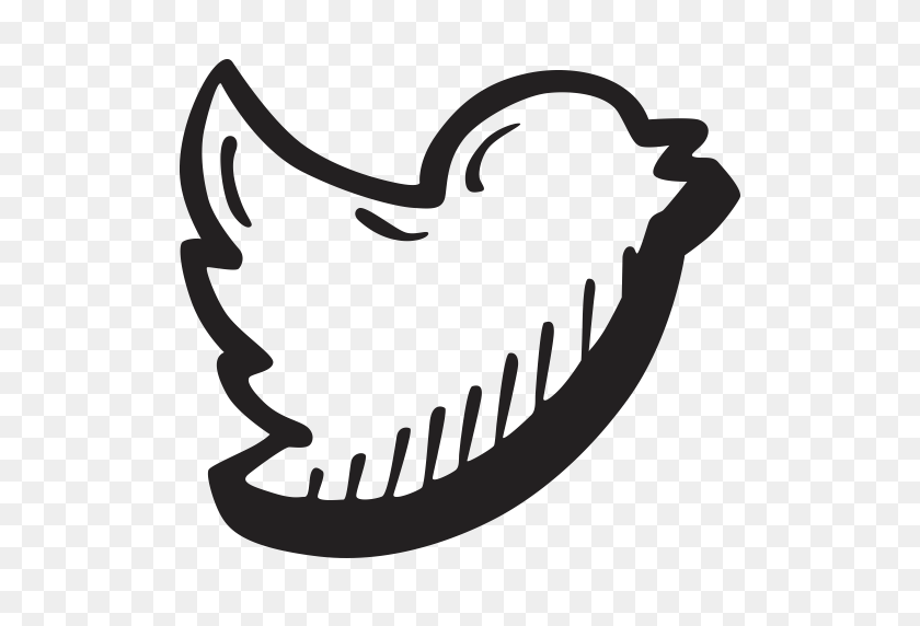 512x512 Social Media Bird Handdrawn Icon - Twitter Logo Black PNG