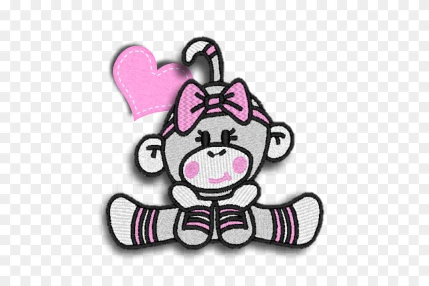 500x500 Sockmonkey Monkey Girl Cute Pink Heart Gym Scrapbooking - Sock Monkey Clip Art