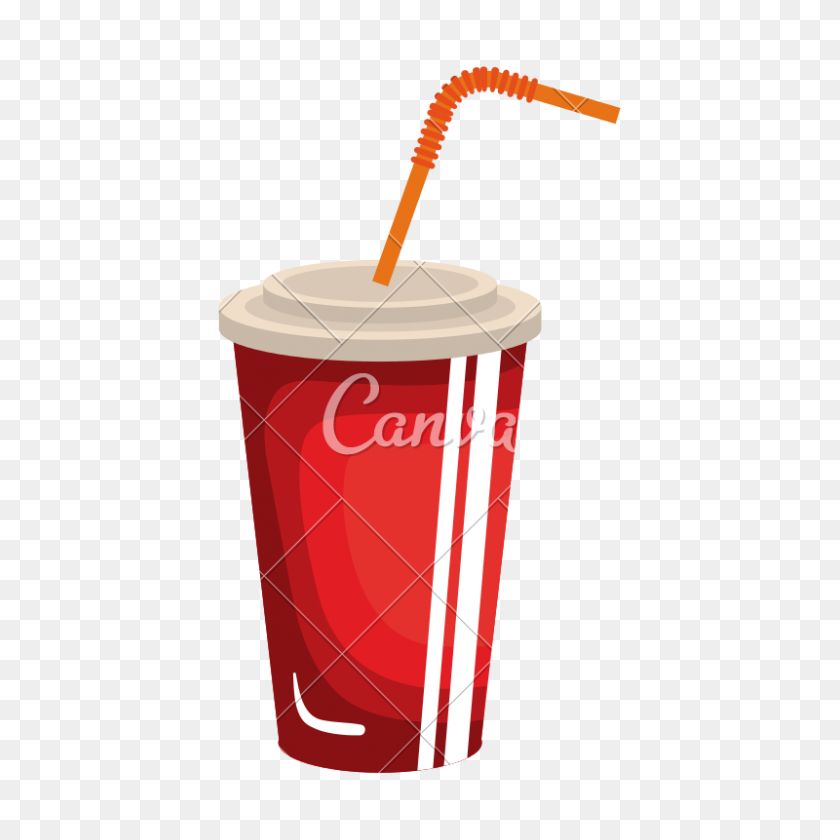 800x800 Soda Drink In Plastic Cup - Soda Cup PNG