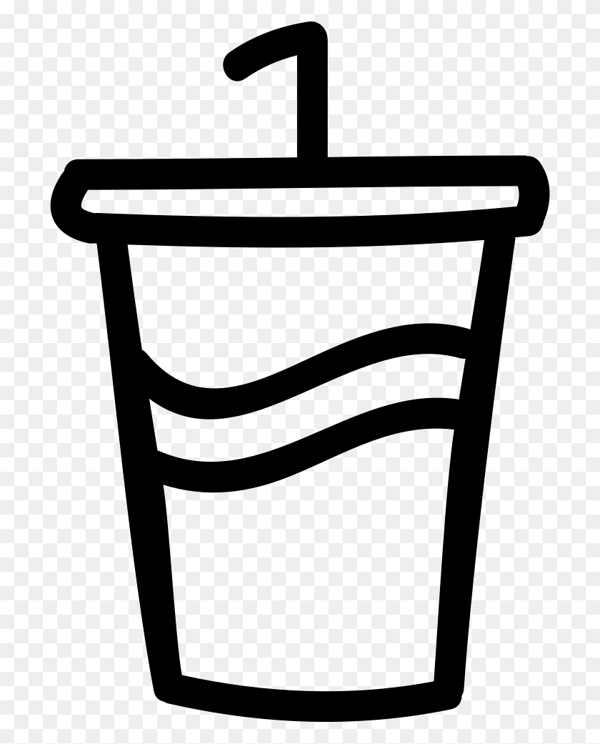 700x981 Soda Glass With A Straw Hand Drawn Symbol Png Icon Free - Soda PNG