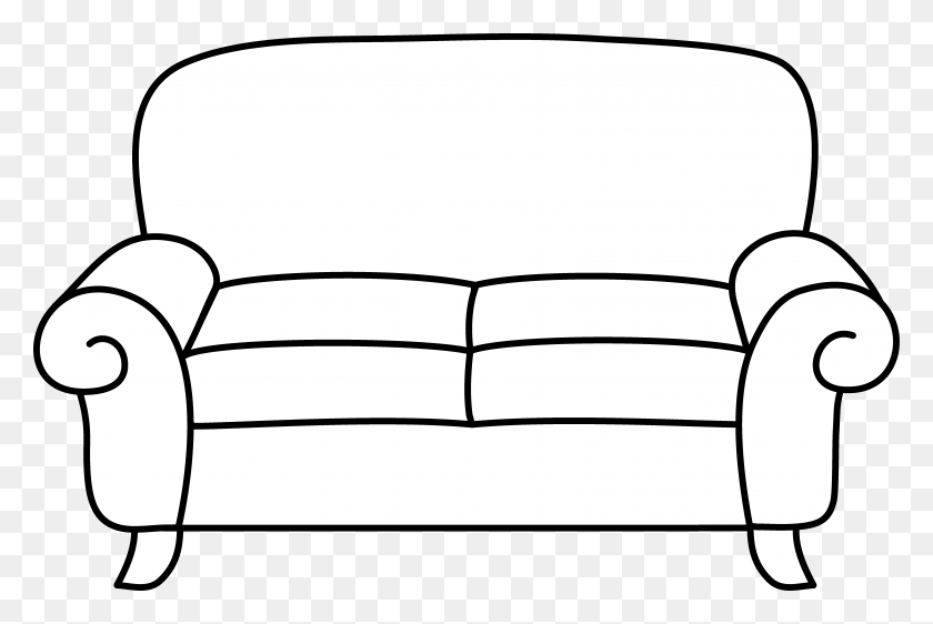 6597x4247 Sofa Clipart Group With Items - Clipart Barn Black And White