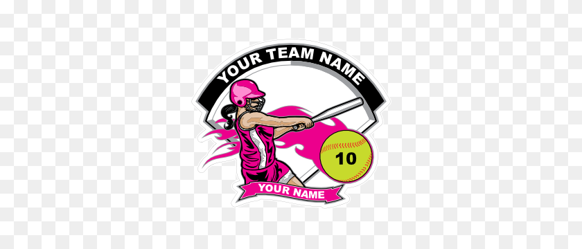 300x300 Softball Stickers And Decals - Softball Girl Clipart