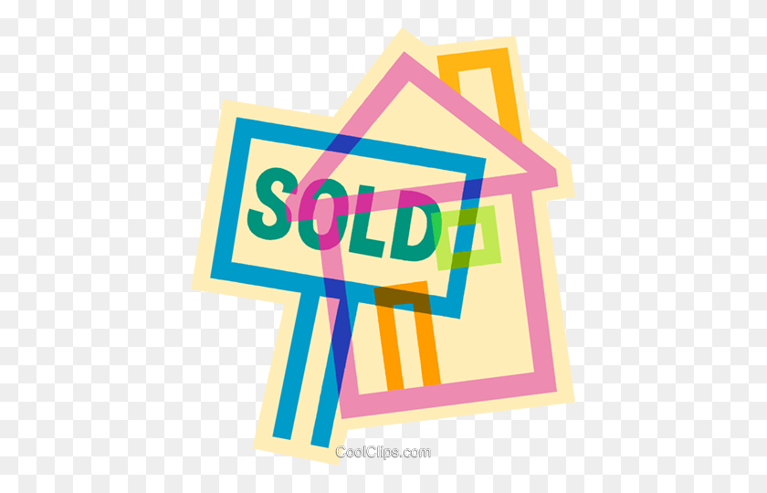 421x480 Sold Sign On A House Royalty Free Vector Clip Art Illustration - Sold Clipart
