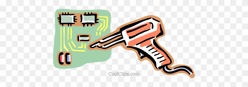 480x237 Soldering Guns With Circuit Board Royalty Free Vector Clip Art - Circuit Board Clipart