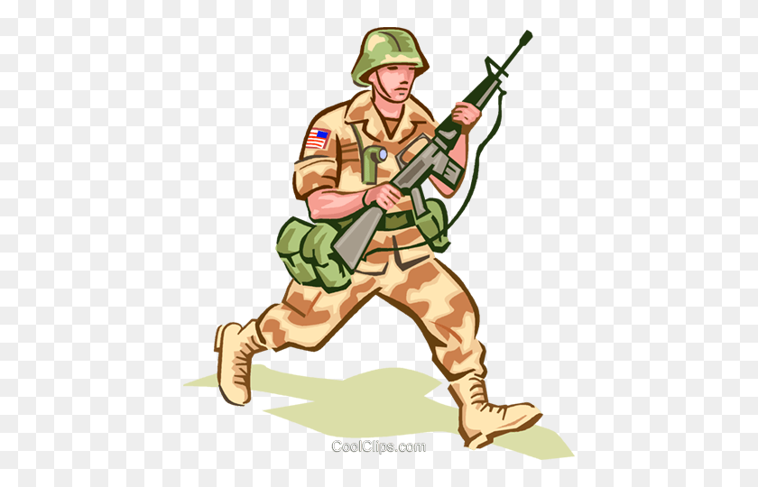 434x480 Soldier In Camouflage Royalty Free Vector Clip Art Illustration - Camouflage Clipart