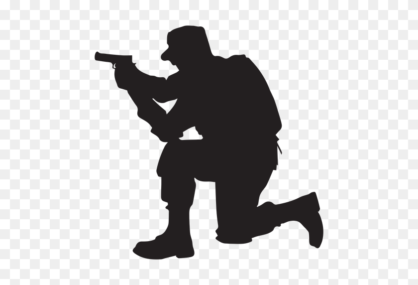 512x512 Soldier Kneel Aiming Silhouette - Soldier PNG