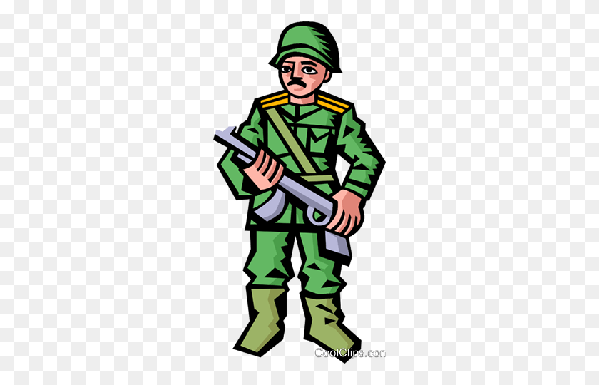 242x480 Soldier With Gun Royalty Free Vector Clip Art Illustration - Force Clipart