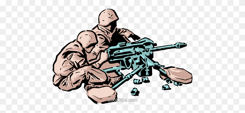480x329 Soldiers With Machine Gum Royalty Free Vector Clip Art - Troops Clipart
