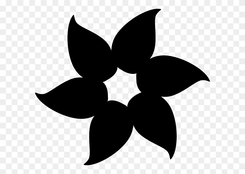 600x536 Solid Black Flower Clip Art - Solid Clipart