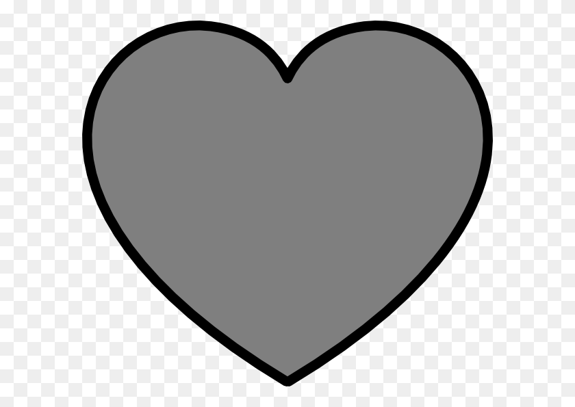 600x535 Solid Dark Gray Heart With Black Outline Clip Art - Emoji Border Clipart