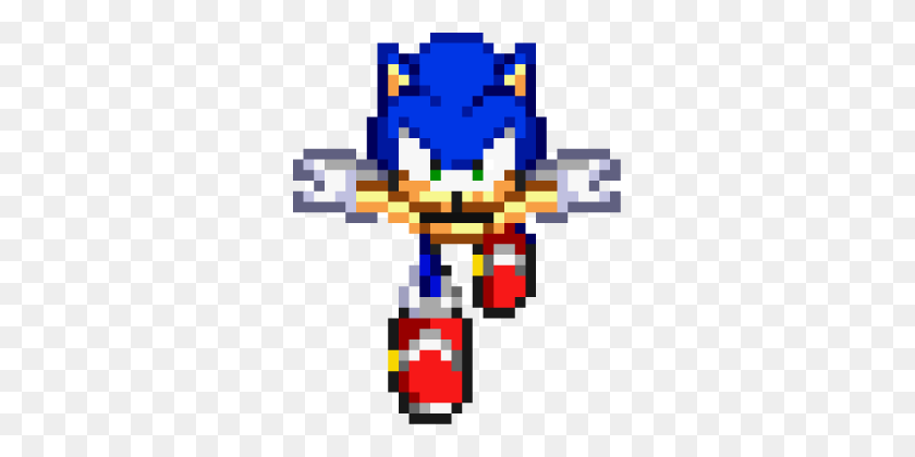301x360 Sonic Front View Run Sprite - Sonic Sprite PNG