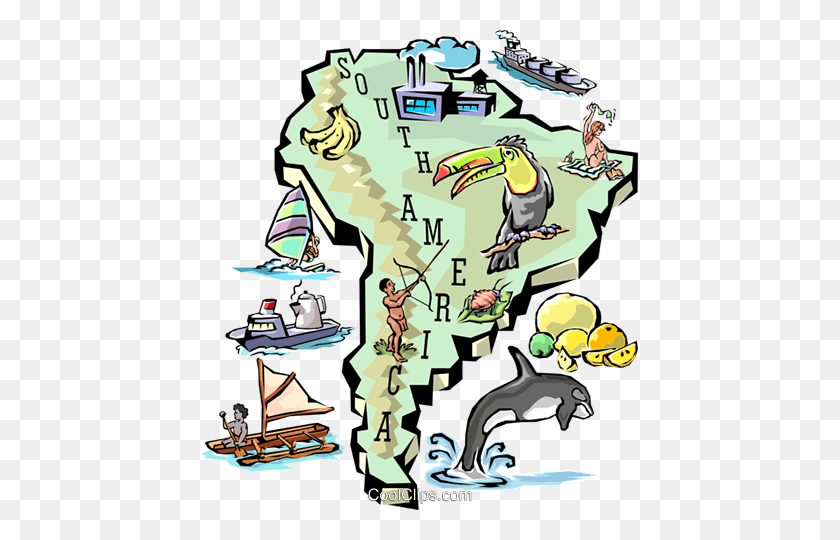 437x480 Карта Южной Америки Роялти Бесплатно Векторные Иллюстрации - Южная Америка Клипарт