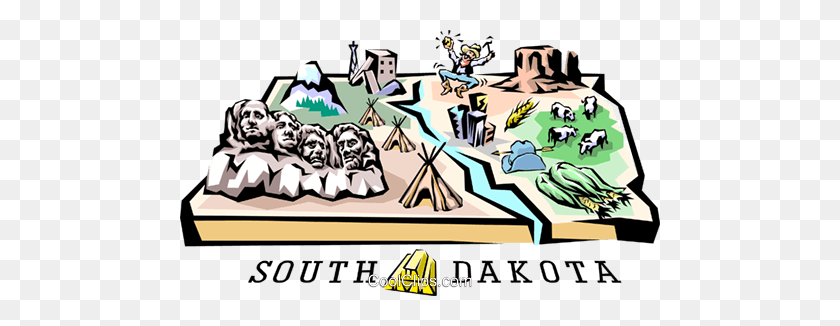 480x266 South Dakota Vignette Map Royalty Free Vector Clip Art - South Clipart