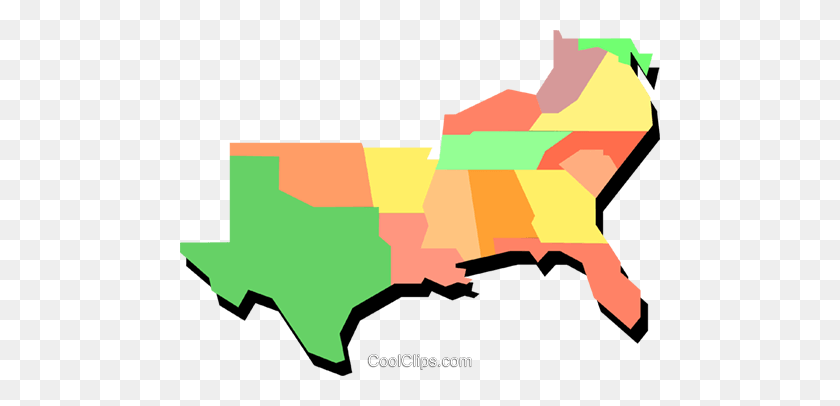 480x346 Южные Соединенные Штаты Роялти Бесплатно Векторные Иллюстрации - Государственный Клипарт Северной Америки