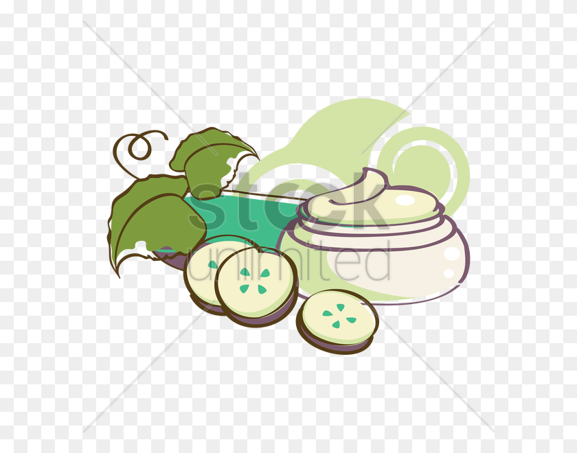 600x600 Spa Cream With Cucumber Slices Vector Image - Cucumber Slice Clipart