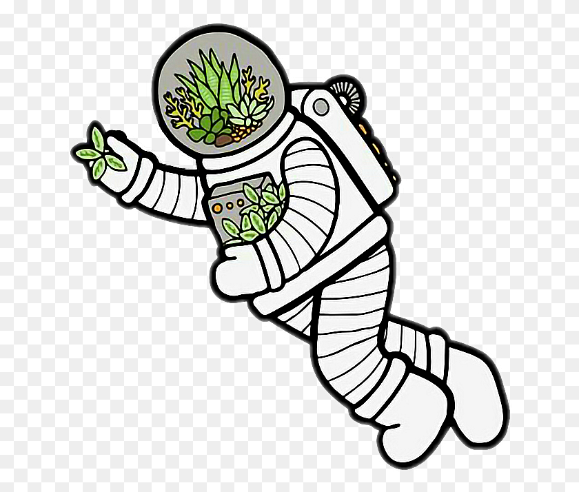 644x654 Space Astronaut Plant Leaf Plants Spaceman Outer Space - Spaceman Clipart