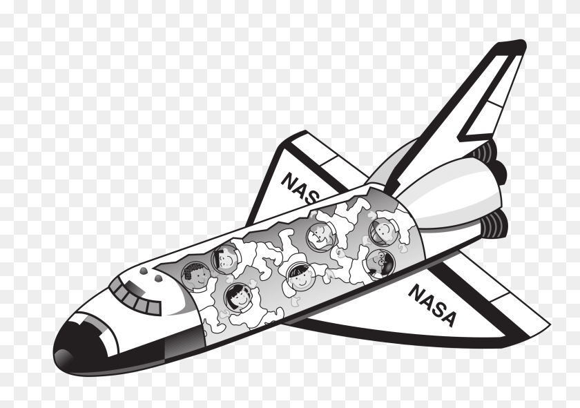 2400x1634 Transbordador Espacial Con Niños Flotando En Su Interior Png - Transbordador Espacial Png