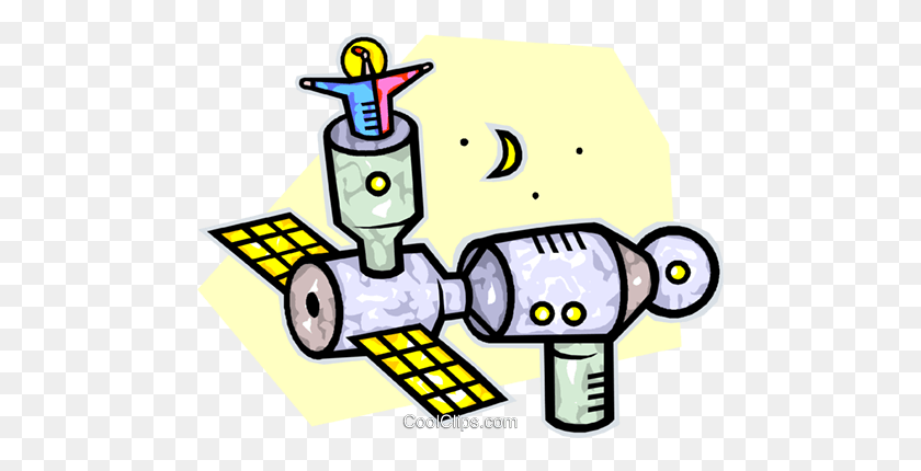 480x370 Space Station Royalty Free Vector Clip Art Illustration - Station Clipart