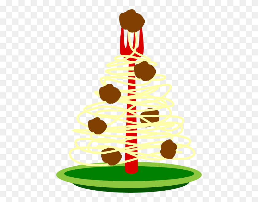 474x596 Spaghetti Christmas Tree On A Plate With Meatballs Clip Art - Meatball Clipart