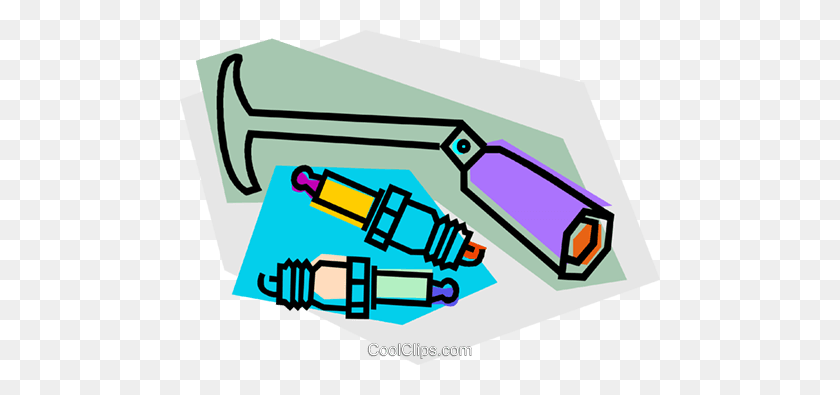 480x335 Spark Plug Wrench And Park Plugs Royalty Free Vector Clip Art - Spark Clipart