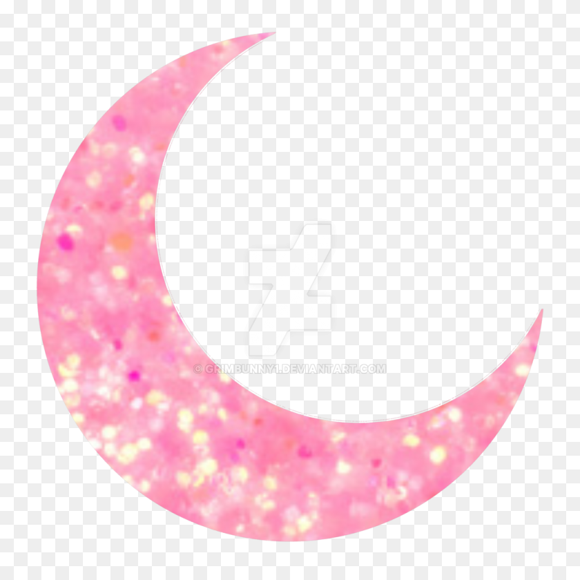 1024x1024 Sparkle Moon - Pink Sparkles PNG