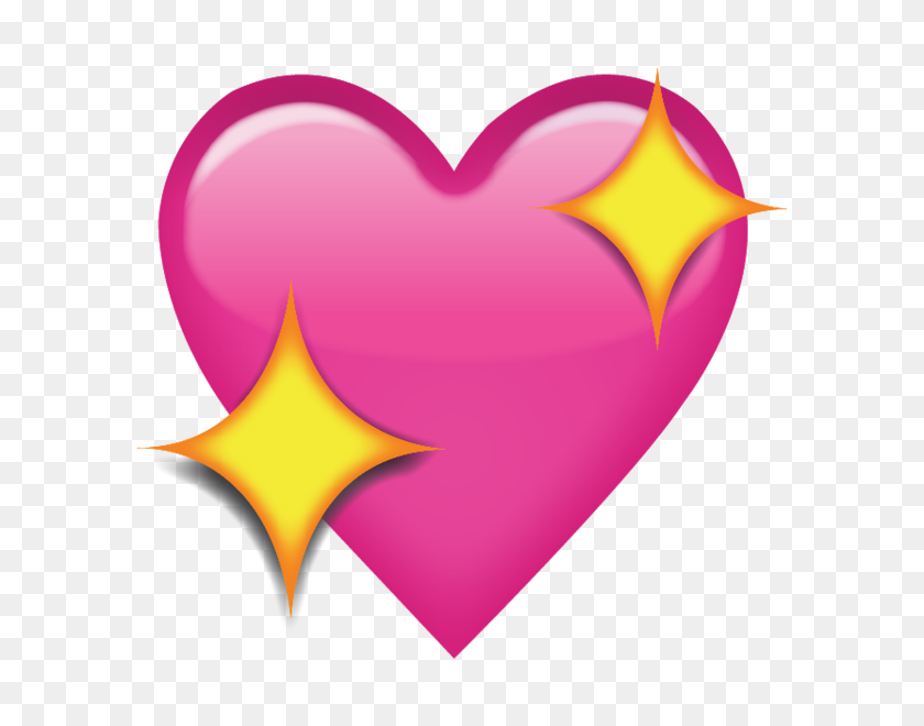 600x600 Brillante Corazón De Color Rosa Emoji - Corazón Amarillo Emoji Png