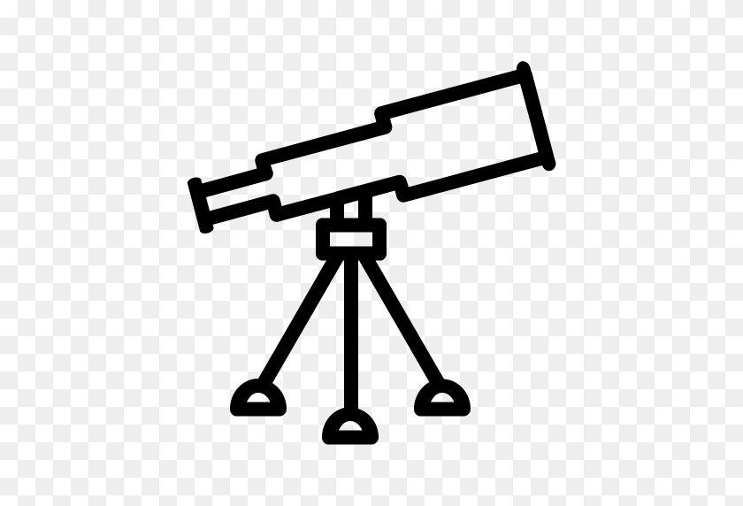 512x512 Спектр, Телескоп, Стекло, Линза, Зеркало, Трекер, Значок Астрономии - Черно-Белый Клипарт Телескопа