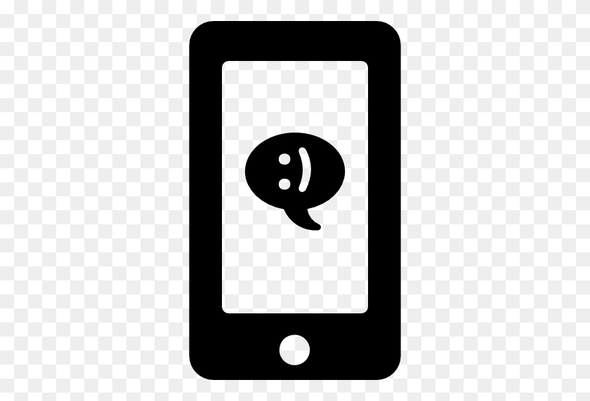 512x512 Speech Bubble Chat Message With A Smile Symbol On Phone Screen - Iphone Message Bubble PNG