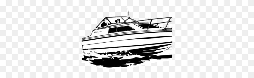 300x200 Speed Boat Clip Art Black And White - Motor Boat Clipart