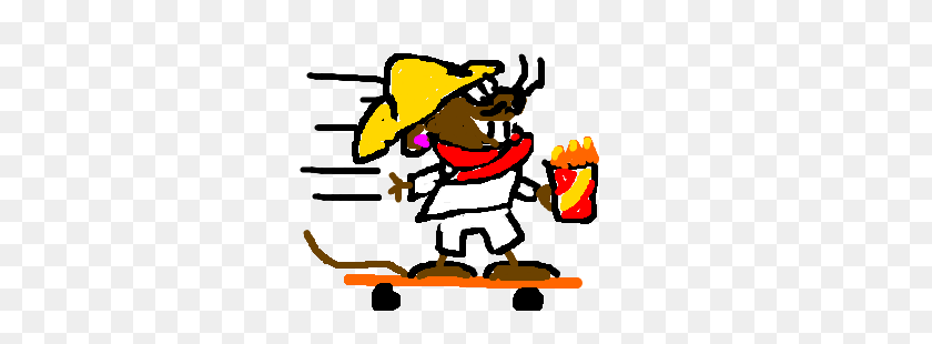 300x250 Speedy Gonzales Eating Nachos On A Skateboard Drawing - Speedy Gonzales Clip Art
