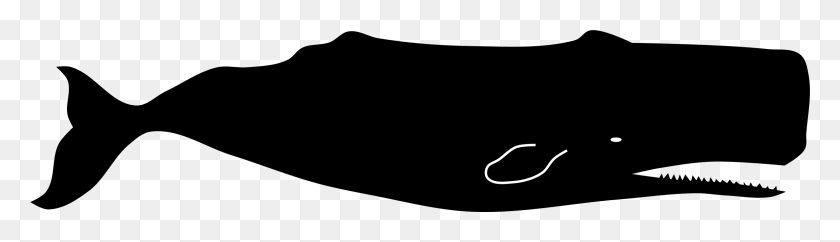 2400x563 Sperm Whale Clipart Silhouette - Whale Clipart Black And White