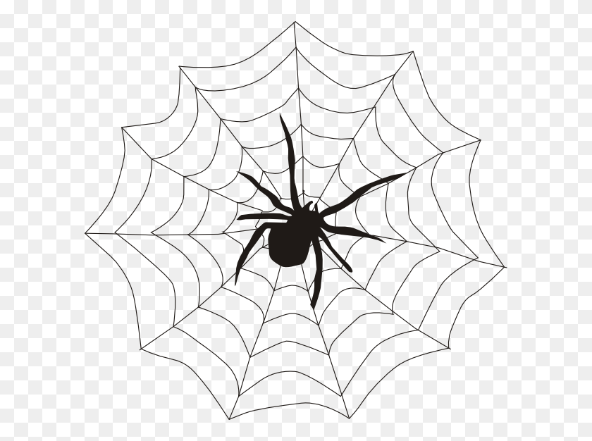 600x566 Spider And Web Clip Art - Hanging Spider Clipart