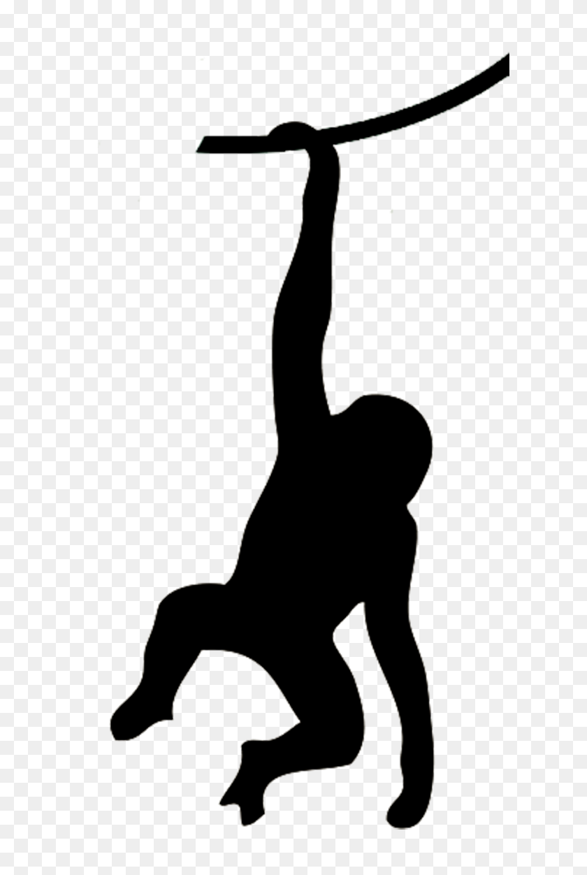 619x1192 Spider Monkey Clipart Silhouette - Hanging Spider Clipart