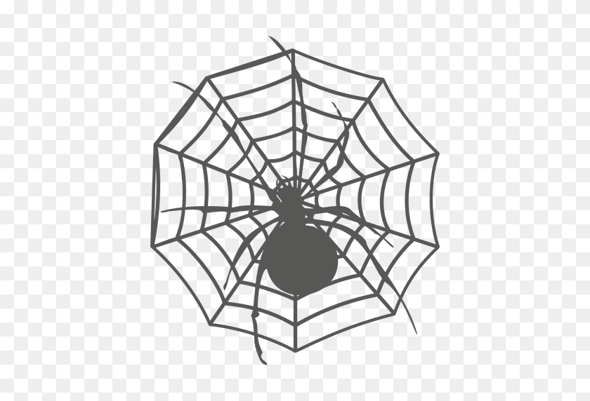 512x512 Spider On Web Silhouette - Spider Web PNG