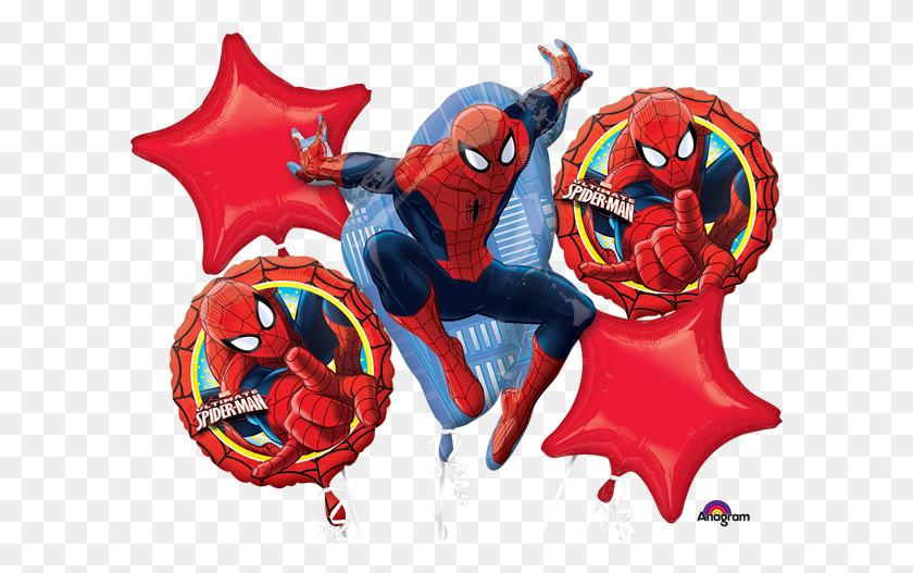 600x467 Spiderman Globo Ramo De Partybest Tienda De Suministros - Spiderman Clipart Png
