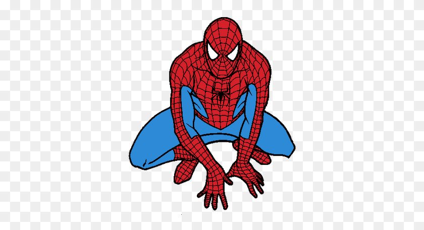337x396 Spiderman Clipart Black And White - Spiderman Clipart PNG