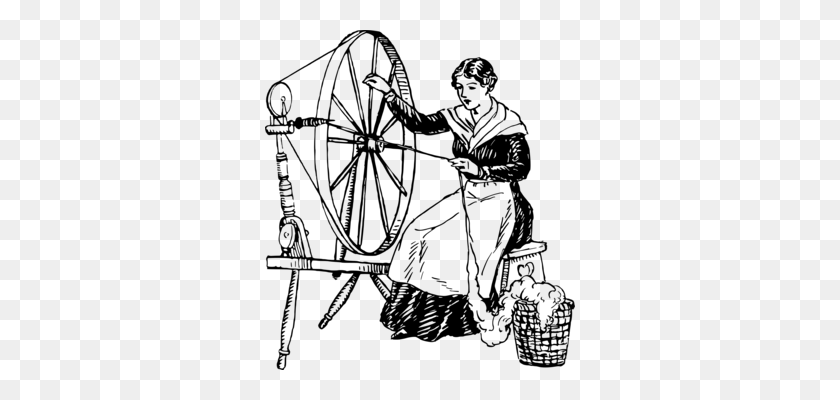 310x340 Spinning Wheel Yarn Industrial Revolution Hand Spinning Free - Yarn Clipart Black And White