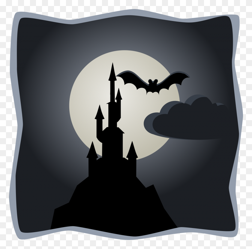 2400x2367 Spooky Castle In Full Moon Icons Png - Full Moon PNG