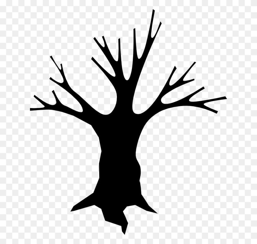 644x737 Spooky Tree Clipart Outline - Tree Cartoon PNG